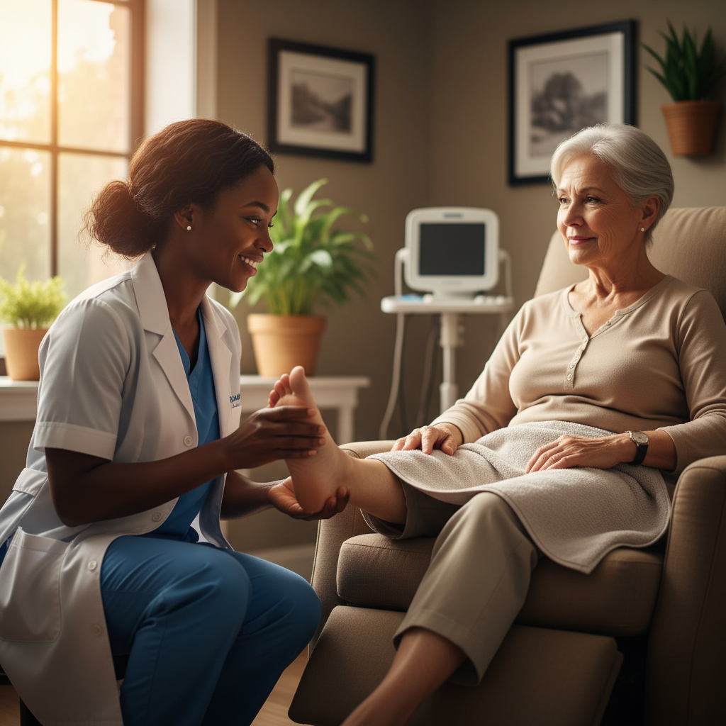 Nurse caring for senior patient